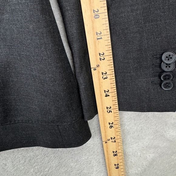 NEW Banana Republic Mens 40R Slim Fit Double Breasted Charcoal Gray Blazer Flex - Picture 10 of 13